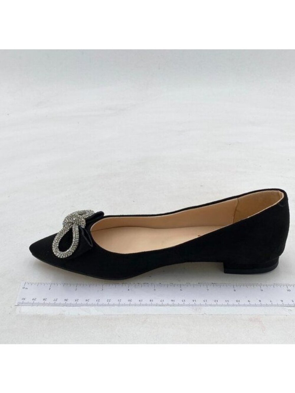 FSJ Women Fashion Sparkling Crystal Bowknot Chic Chain Comfortable Slip on Point